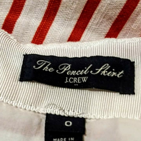 J. Crew Size 0 red and cream pencil skirt - Picture 2 of 2